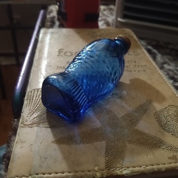 3" Vintage Dr. Fisch's Bitters Blue Bottle Mini - Picture 3 of 4